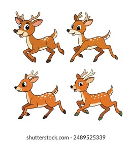 Caricatura divertida corriendo Vector Deer Conjuntos