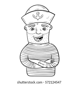 Cartoon funny sailor. vector.