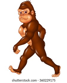 Cartoon funny Sasquatch walking