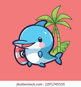 Cartoon funny sea animal mascot vector illustration character concept animal summer icon isolated