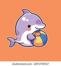 Cartoon funny sea animal mascot vector illustration character concept animal summer icon isolated