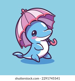 Cartoon funny sea animal mascot vector illustration character concept animal summer icon isolated