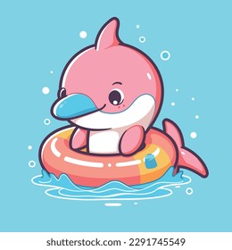 Cartoon funny sea animal mascot vector illustration character concept animal summer icon isolated