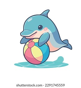 Cartoon funny sea animal mascot vector illustration character concept animal summer icon isolated