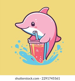 Cartoon funny sea animal mascot vector illustration character concept animal summer icon isolated