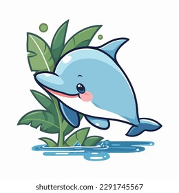 Cartoon funny sea animal mascot vector illustration character concept animal summer icon isolated