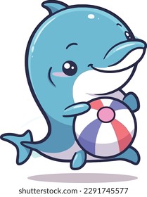 Cartoon funny sea animal mascot vector illustration character concept animal summer icon isolated