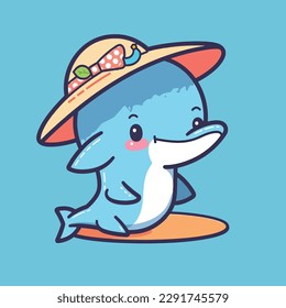 Cartoon funny sea animal mascot vector illustration character concept animal summer icon isolated