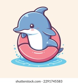 Cartoon funny sea animal mascot vector illustration character concept animal summer icon isolated