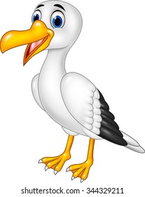 Cartoon Funny Seagull Posing Isolated On Stock Vector (Royalty Free ...