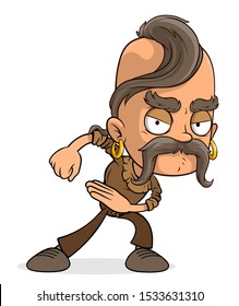 Cartoon funny serious ukrainian cossack boy character. Layered EPS ready for animations. Isolated on white background. Vector icon.