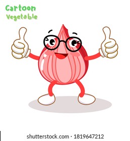Cartoon Funny  Shallot Character Vector