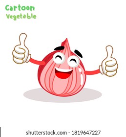 Cartoon Funny  Shallot Character Vector
