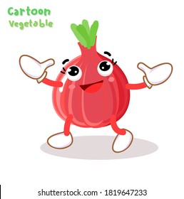 Cartoon Funny  Shallot Character Vector