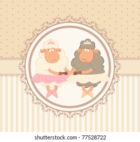 Cartoon funny sheep - ballet dancer