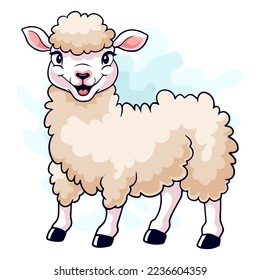 Cartoon funny sheep isolated on white background