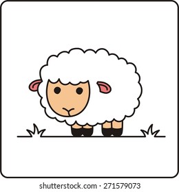 Cartoon funny sheep isolated on white background