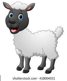 Cartoon funny sheep posing isolated on white background