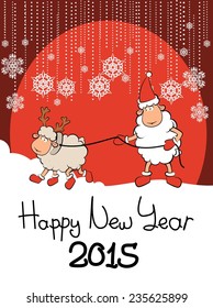 Cartoon funny sheep. Vector background
