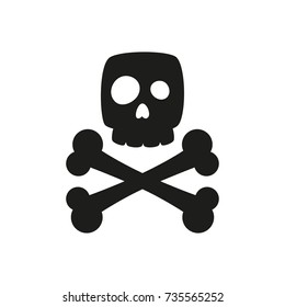 Cartoon funny skull with crossbones. Vector icon