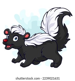 Cartoon funny skunk isolated on white background