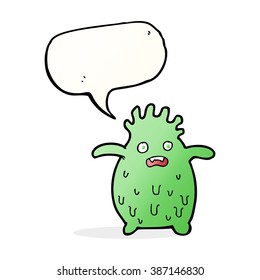 cartoon funny slime monster with speech bubble