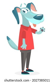 Cartoon funny smiling dog.  Vector illustration isolated