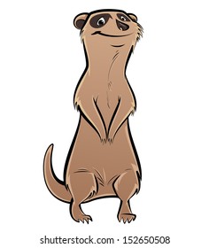 Cartoon funny smiling meerkat animal standing