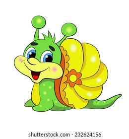 Cartoon funny snail.