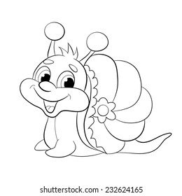 Cartoon funny snail. Coloring book.