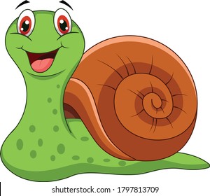 Cartoon Funny Snail Isolated On White Stock Vector (royalty Free 