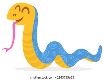 Cartoon funny snake. Vector illustration isolated on white