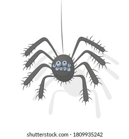 Cartoon Funny Spider Illustration Isolated On White Background