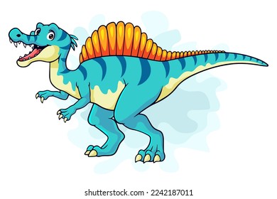 Cartoon funny spinosaurus isolated on white background