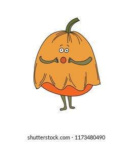 Cartoon funny squash. Cute patisson. Cartoon character. Vector illustration