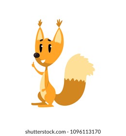 Cartoon funny squirrel character showing thumbs up vector Illustration on a white background