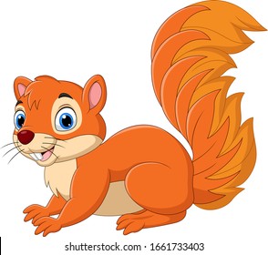 Cartoon funny squirrel isolated on white background