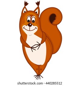 Cartoon funny squirrel isolated on white background