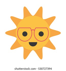cartoon funny sun with sunglasses smile vector illustration eps 10