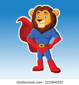 Cartoon funny superhero lion posing