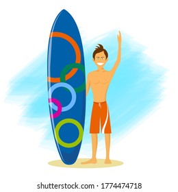 ilustración de vector surfer divertida de dibujos animados