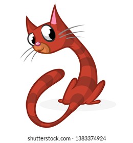 Cartoon funny tabby cat. Vector illustration