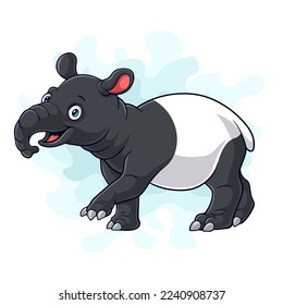 Cartoon funny tapir isolated on white background