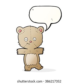 cartoon funny teddy bear with speech bubble
