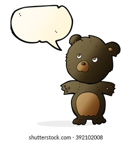 Cartoon-lustiger Teddybär mit Sprachblase