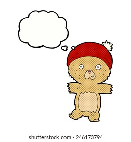 caricatura de oso de peluche divertido con burbuja de pensamiento