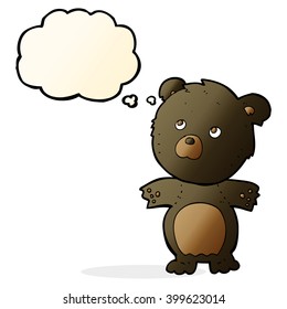caricatura de oso de peluche divertido con burbuja de pensamiento