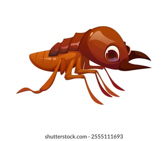 Cartoon funny termite insect character. Isolated vector pest and bug resembling an ant with a rounded brown body, expressive large eyes, prominent mandibles, segmented body and slender legs