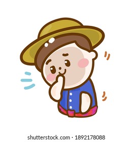 Cartoon Funny Thai Farmer Vector