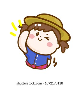 Cartoon Funny Thai Farmer Vector